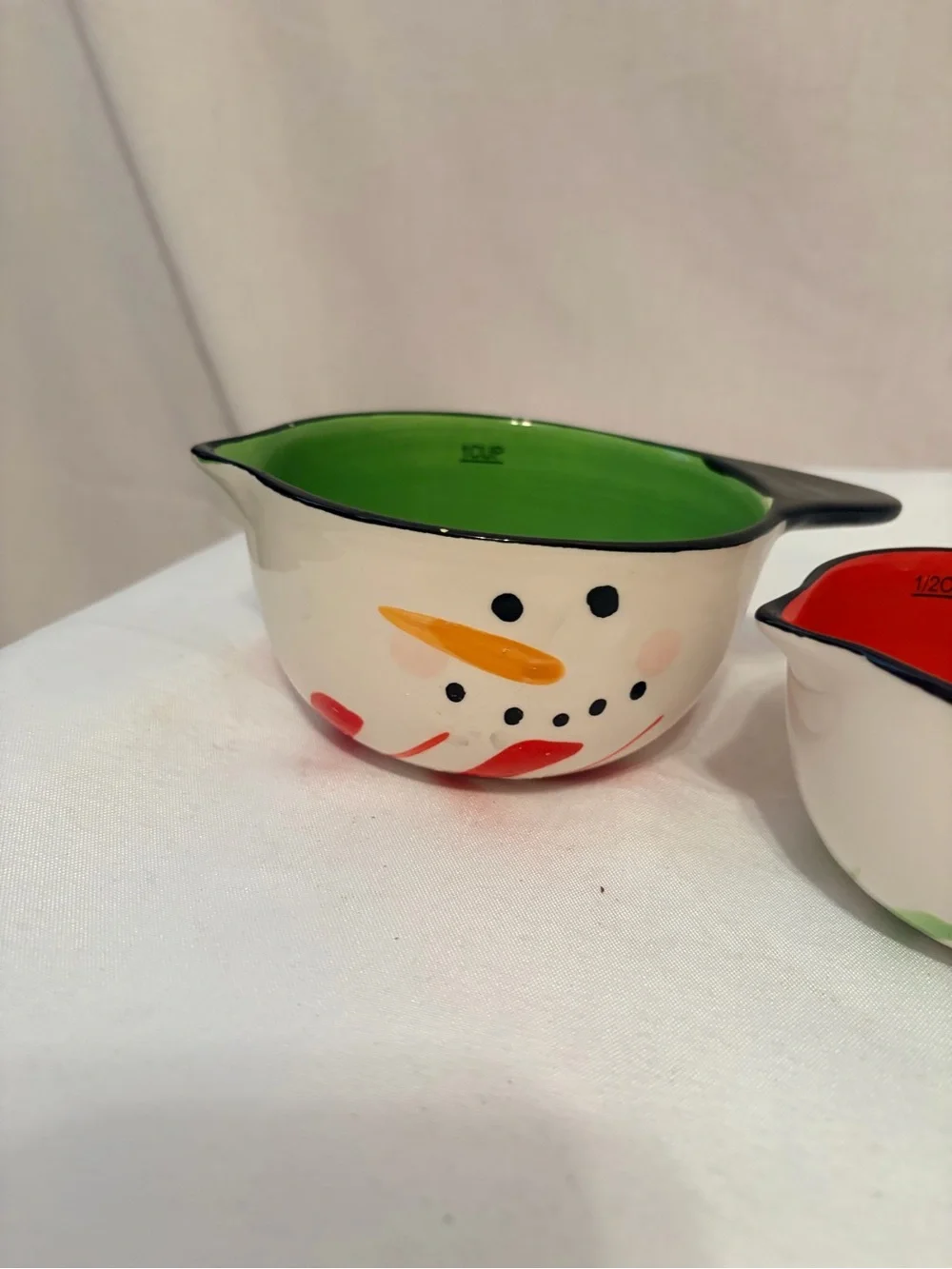 Set of 4 Snowman Measuring Cups - Festive Red & Green Interiors